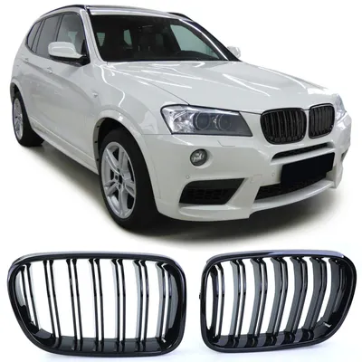 Sport Kühlergrill Doppelsteg SCHWARZ GLANZ passend für BMW X3 F25 ab 2010-2014 – Produktansicht