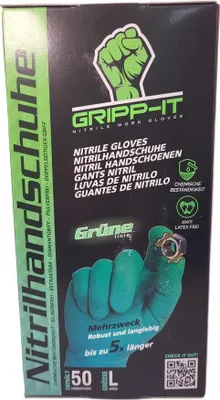 Produktbild von Gripp-It Nitrilhandschuhe L grün Spenderbox mit 50 Stück