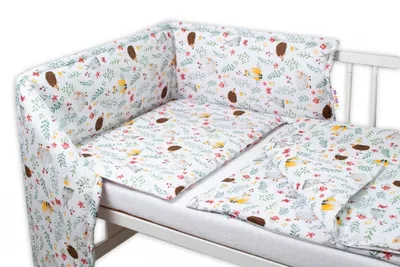 Obrázek produktu pro Baby Nellys  3-dílná sada Mantinel s povlečením - Kamarádi louky, bílá