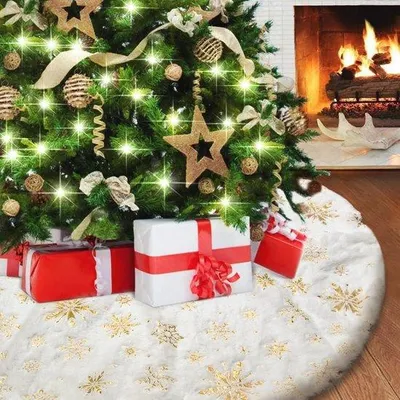 Productafbeelding van Kerstboomversiering, pluche, witte kerstdecoratie - 90 cm