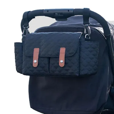 Produktbild von Kinderwagen Organizer, Großer Kinderwagen Tasche mit Verstellbare Schultergurte und Trinkflaschentasche, Schwarz
