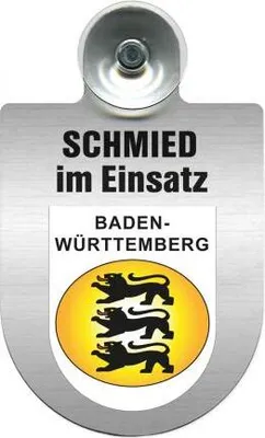 Produktbild von Einsatzschild Windschutzscheibe incl. Saugnapf - Schmied im Einsatz - 309462 -   incl. Regionen nach Wahl Color - Region Baden-Württemberg