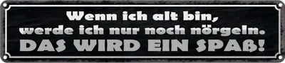 Produktbild von vianmo Blechschild 10x46 cm wenn ich alt bin werde nörgeln Spruch Zitat