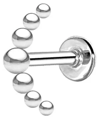 Productafbeelding van DENI helix-piercing met 7 bolletjes in de vorm van een grote maan, breedte 13 mm, korte uitvoering