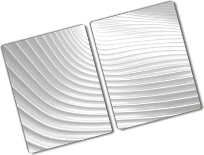 Produktbild von Tulup Glas Herdabdeckplatte - 2x40x52 cm - Glaskeramikkochfeld-Abdeckung Spritzschutz Glasabdeckplatte Kochplattenabdeckung und Schneidebrett - Zweiteilig - Kunst: modern & klassisch - Abstraktionslinien - Weiß