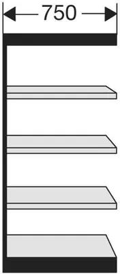 Produktbild von Büro-Regal Progress 2000 Regalfeld HxBxT 1900x750x500mm 5 Böden silber