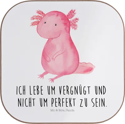 Produktbild von Mr. & Mrs. Panda Untersetzer Glas Axolotl Niedlich - Weiß - Geschenk, Tischschoner, Coaster, Gläser, gläseruntersetzer, Weisheit, Zufrieden, Freundin, Fröhlich, Liebe