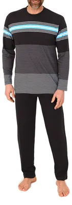 Produktbild von Normann Herren Schlafanzug Pyjama lang in eleganter Streifenoptik – auch in Übergrößen ; blau , 50
