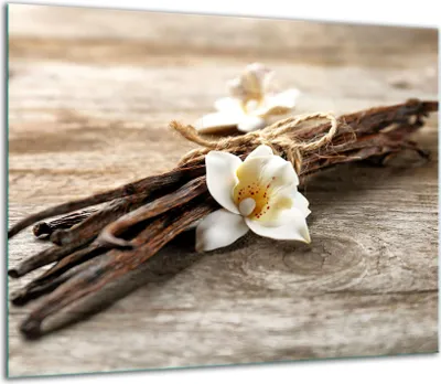 Produktbild von Herdabdeckplatten Glaskeramikkochfeld-Abdeckung Spritzschutz Glas 60x52cm Holz Blume