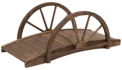 Immagine prodotto di Ponte decorativo in legno per giardino | Forma: Arco | Colore: Marrone | Dimensioni: 50x100x37 cm