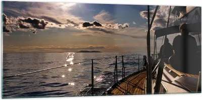 Produktbild von Bilder auf glas - Kroatien Yacht Segeln Segelboot - 120x50cm - Glasbilder - Wandbilder - Kunstdruck - zum Aufhängen bereit - Wanddekoration aus Glas - Glas Bilder - Wandbild auf Glas - GAB120x50-0426