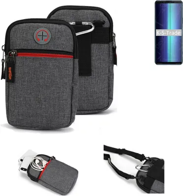 Produktbild von K-S-Trade Holster Gürteltasche kompatibel mit Sony Xperia 8 Lite Handy Tasche Schutz Hülle grau Zusatzfächer 1x