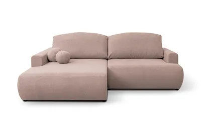 Produktbild von Ecksofa LANDRO Bouclé Rosa mit Schlaffunktion Bettkasten Links