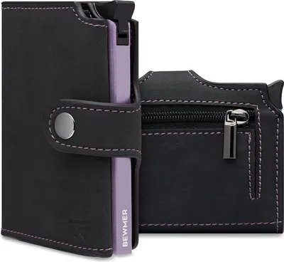 Produktbild von Shielded Slim Wallet mit Münzfach für Herren & Damen | Kartenetui mit Münzfach & RFID-Schutz & Anti-Cloning | für Scheine, Münzen & 9 Kreditkarten