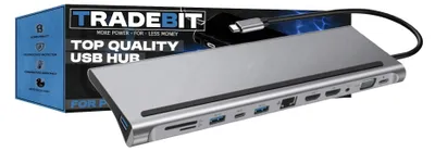 Obrázek produktu pro 12 v 1 Rozbočovač typu C na 4K 2x HDMI / VGA / FT / SD / 3x USB 3.0 / USB-C (data) / Audio / PD 87W adaptér pro MacBook / notebook s Windows