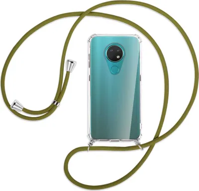 Produktbild von Handykette Backcover-Schutzhülle mit Band (Metall silberfarben) für Nokia 6.2 / 7.2 - khaki