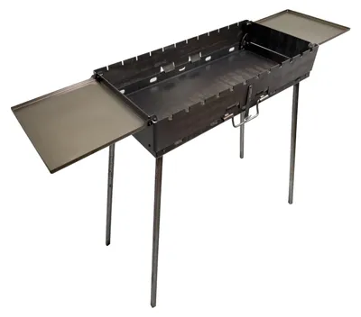Produktbild von GOROCH Klappbarer Mangal Grill Stahl 3 mm für 12 Spieße mit 2 Seitentischen – stabil und ideal für Garten & BBQ