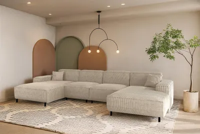 Produktbild von Wohnlandschaft Sofa U-Form GLORIA in Stoff Scala Beige