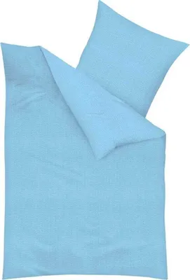 Produktbild von Kaeppel Seersucker Bettwäsche Türkis Uni 100% Baumwolle Reißverschluss Bettbezug Kissenbezug Bettgarnitur Bettwäsche-Set Bettzeug 155x220 cm
