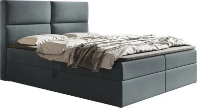Produktbild von Boxspringbett 160x200 cm Coral - Matratze & Topper - Polsterbett, Modern Bett, Samtstoff - Doppelbett mit Zwei Bettkästen (Dunkelgrau - Jasmine 96)