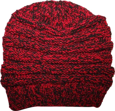 Produktbild von Wollmütze - rot - schwarz - warme Strickmütze