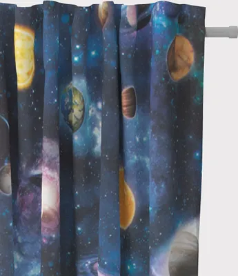 Produktbild von SCHÖNER LEBEN. Vorhang Weltall Weltraum Planeten Erde blau bunt 245cm Aufhängung Smok-Schlaufenband