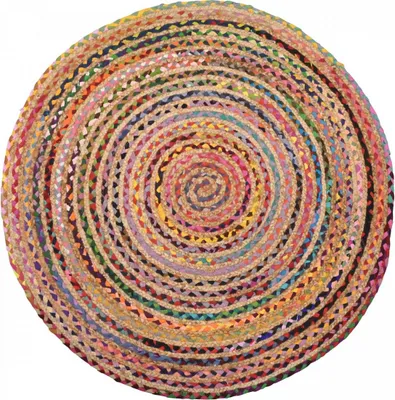 Produktbild von Handgefertigter runder Jute-Teppich mit ALANA-Ethno-Muster