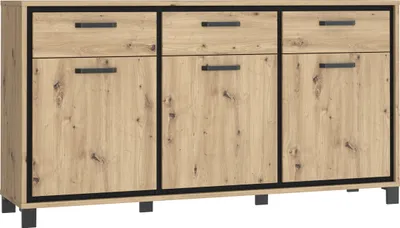 Produktbild von Furniture24 Kkommode Trondheim Tdhk236 Sideboard Mit 3 Schubladen Und 3 Türen Eiche Artisan
