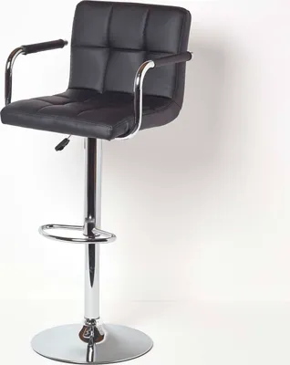 Produktbild von HOMESCAPES Kunstleder Barstuhl mit Armlehnen „Bramley“ Thekenstuhl mit Rückenlehne Barhocker höhenverstellbar 62-82cm - schwarz