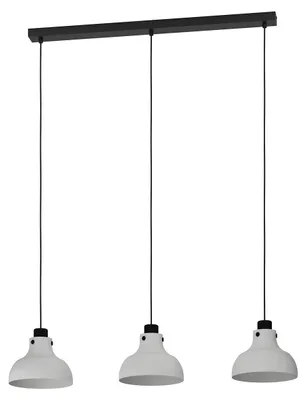Immagine prodotto di Lampadario A Sospensione Vintage Matlock Acciaio Nero Grigio 3 Luci E27