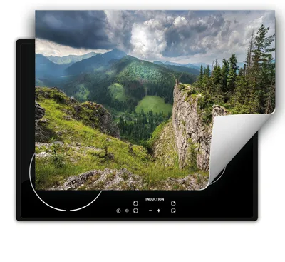 Produktbild von DarHaus Herdabdeckplatte 80x52 cm Anti Rutsch Matte Aufrollbar, Berge - Landschaft