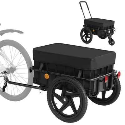 Zdjęcie produktu dla Rower i wózek – wózek transportowy 2 w 1 z oponami pneumatycznymi i wytrzymałą, żelazną konstrukcją
