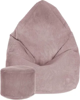 Produktbild von Dreamroots Bean Bag 80x80x120cm Sitzsack mit Lehne und Hocker und Bezug Sitzkissen Boden Chill Sack Bubibag Sitzsack Silver Pink