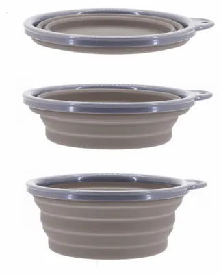 Produktbild von Masilic Faltbare Hundenapf aus Silikon 350ml, Grau, Reisenapf, Tragbarer Fressnapf & Wassernapf für Hunde, Leicht & Platzsparend mit Karabinerhaken, ideal für Camping, Reisen, Wandern & Haustiere