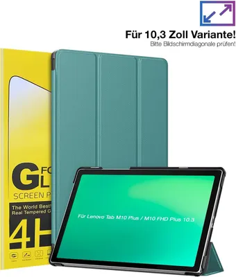 Produktbild von Schutzhülle + 2x 4H Displayfolie für Lenovo Tab M10 Plus / M10 FHD Plus 10.3 Cover Case Schutz Tablet Farbe: Türkis
