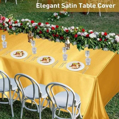 Immagine prodotto di Tovaglia resistente alle macchie e alle pieghe - Rettangolare, 147 x 320 cm - Lavabile - Design elegante - Adatta per feste e matrimoni - Copritavolo