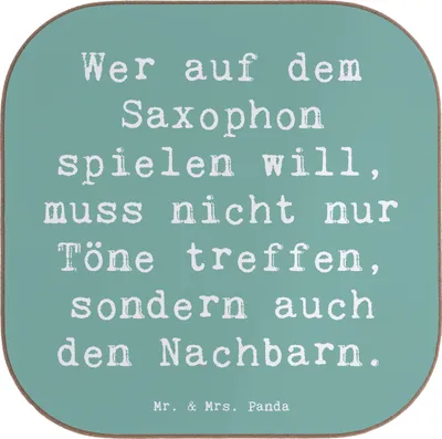 Produktbild von Mr. & Mrs. Panda Untersetzer Glas Spruch Saxophon Spieler - Meeresbrise - Geschenk, Musikinstrumente, Tassenuntersetzer, Blues, für Gläser, Musiker, Töne treffen, Coaster
