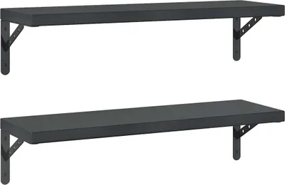 Produktbild von vidaXL Wandregale 2 Stk. 75x23,5 cm Schwarz Edelstahl