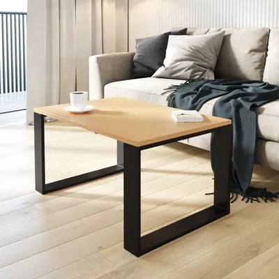 Image de AKKE Bavaria Table basse en hêtre avec pieds noirs LxlxH : 70x40x45 cm