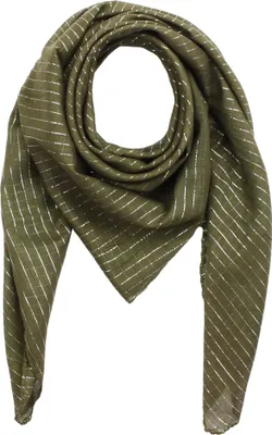 Produktbild von Baumwolltuch - grün-khaki Lurex silber - quadratisches Tuch
