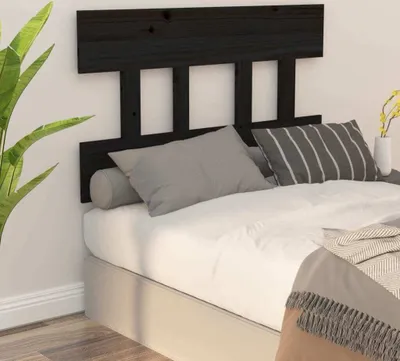 Produktbild von The Living Store Bett-Kopfteil Schwarz 103,5x3x81 cm Massivholz Kiefer