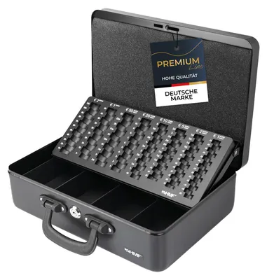 Geldkassette mit 2 Tragegriffen von HMF mit 36 cm Breite in Schwarz