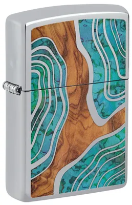 Productafbeelding van Zippo stormaansteker - Hout- en schelpenlook, hoogglanzend chroom, Fusion - Navulbaar