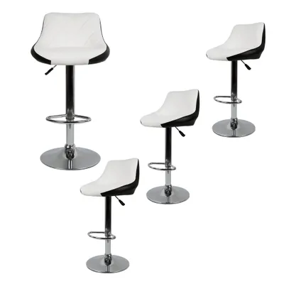 Produktbild von JEOBEST  Barhocker im 4er Set |  Kunstleder, höhenverstellbar 60-82 cm, 360° drehbar, Gestell aus verchromter Stahl | Weiß+schwarz