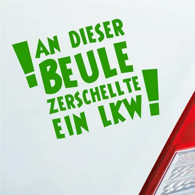 Produktbild von Auto Aufkleber An dieser Beule zerschellte ein LKW! LKW 12x9 cm Hellgrün Sticker Heckscheibenaufkleber