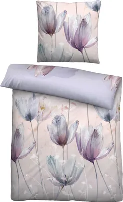 Produktbild von biberna Baumwoll-Satin Bettwäsche 0614508 TULPE color: flieder, size: 1x 155x220 cm + 1x 80x80 cm