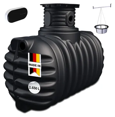 Produktbild von 4rain COMPACT Erdtank-Set Smart 2650 Liter inkl. smarter Füllstandsanzeige, Schachtverlängerung und Filterkorb