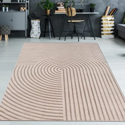Produktbild von Teppich Beige Grau mit 3D Muster pflegeleicht robust leicht schimmernd Größe - 160 x 230 cm