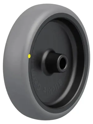 Immagine prodotto di ruota da 125 mm con gomma termoplastica grigia elettricamente conduttiva su polipropile