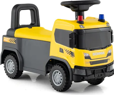 Produktbild von COSTWAY 2 in 1 Rutschauto, Polizeiauto mit Lenkrad, LED-Licht, Stauraum, Hupe&Musik, Rutscher Auto, tragbares Rutschfahrzeug für Kinder 1+Gelb